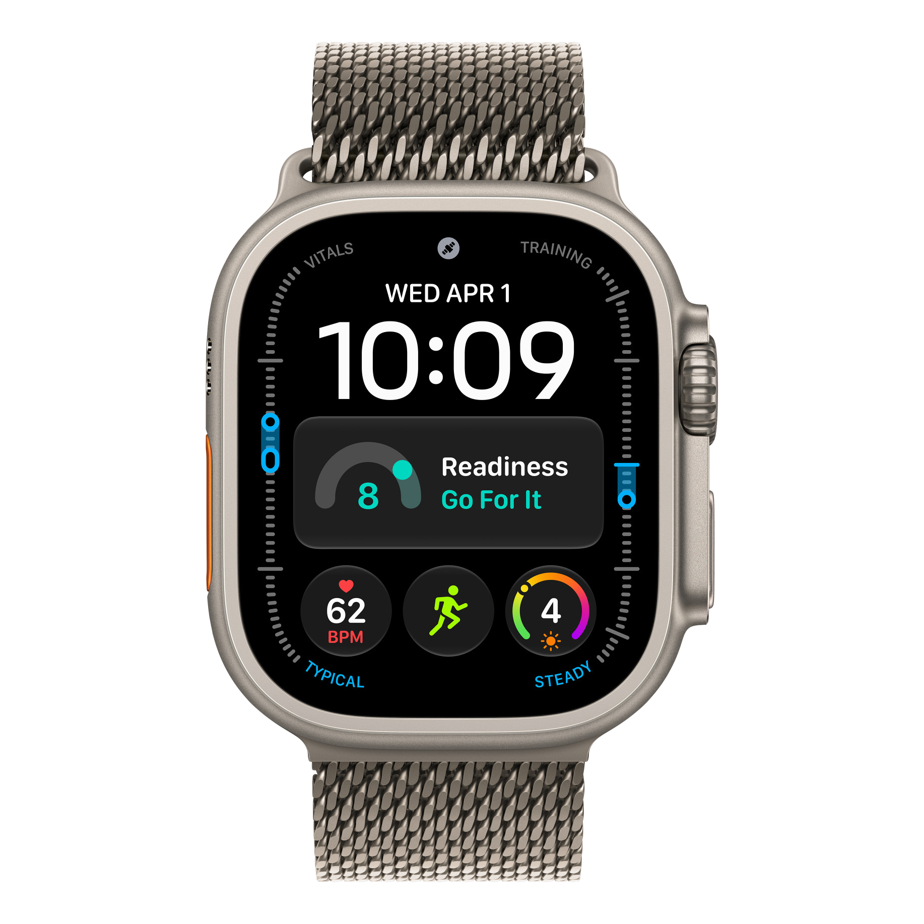 2 apple watch 44 45 46 49mm milanese loop natural titanium