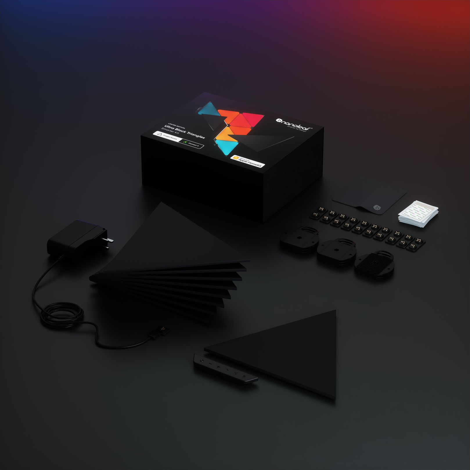 3 nanoleaf shapes black triangles starter kit 9 panels 42w wifi