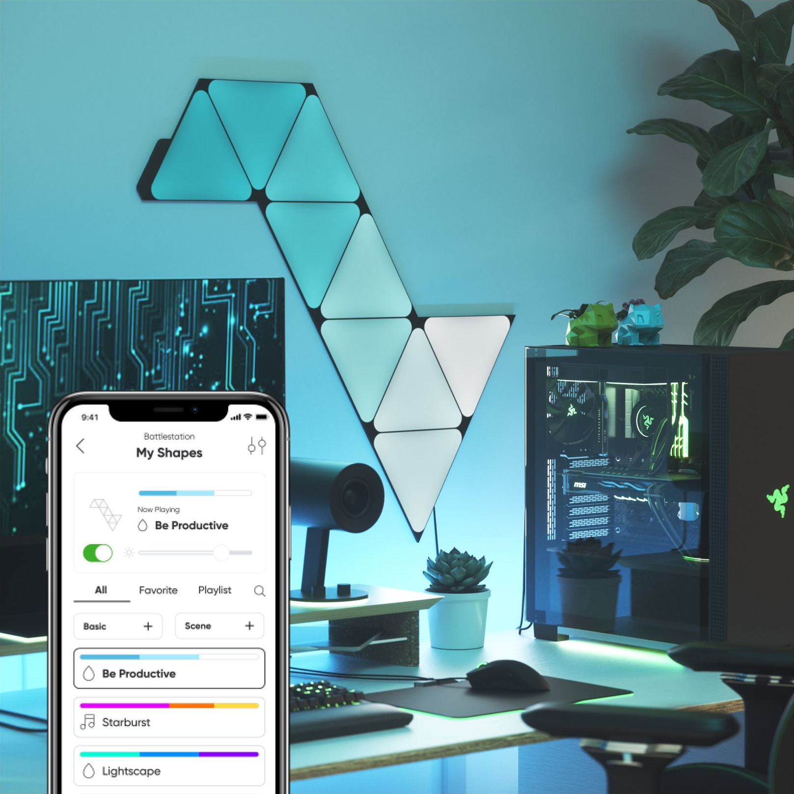 9 nanoleaf shapes black triangles starter kit 9 panels 42w wifi