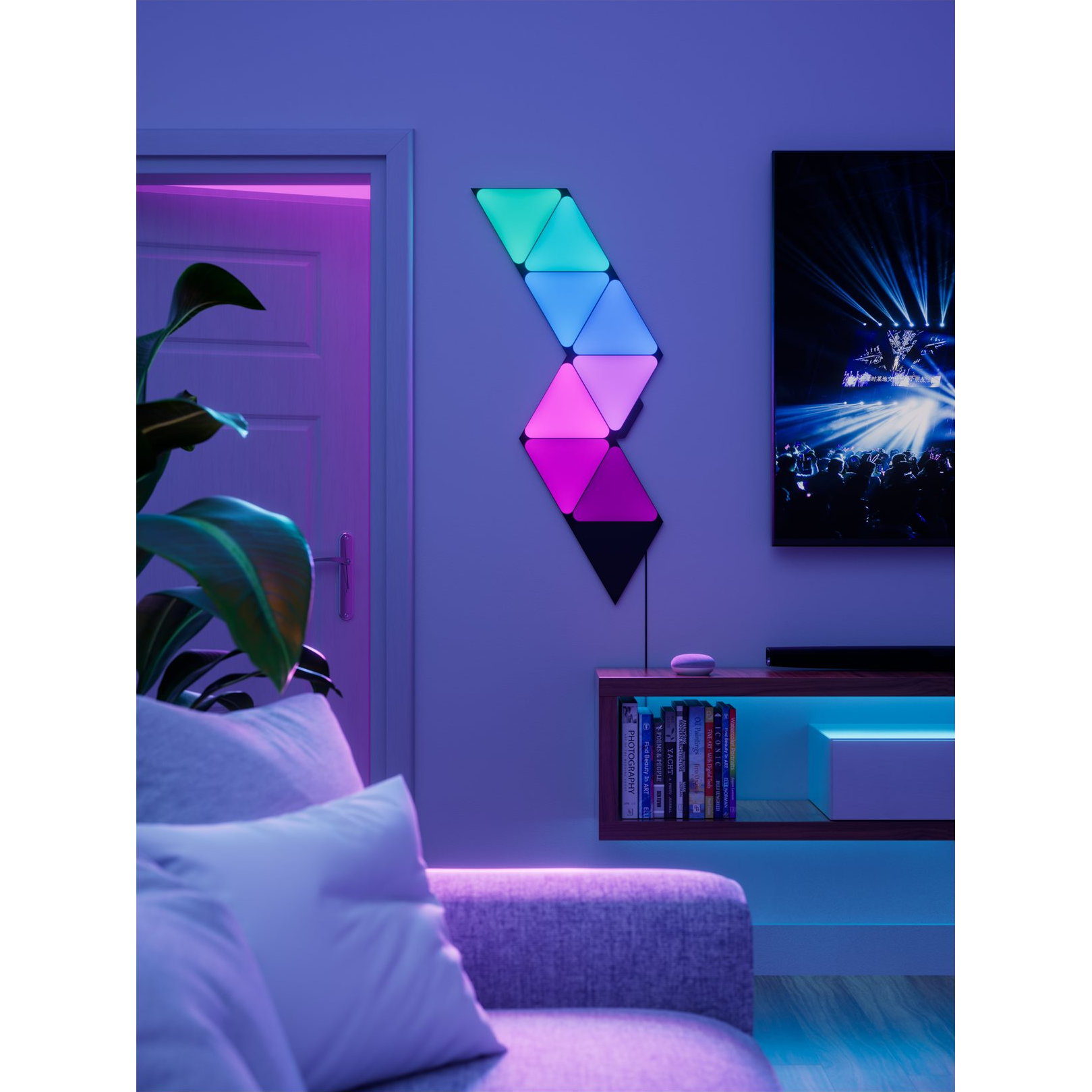 4 nanoleaf shapes black triangles starter kit 9 panels 42w wifi