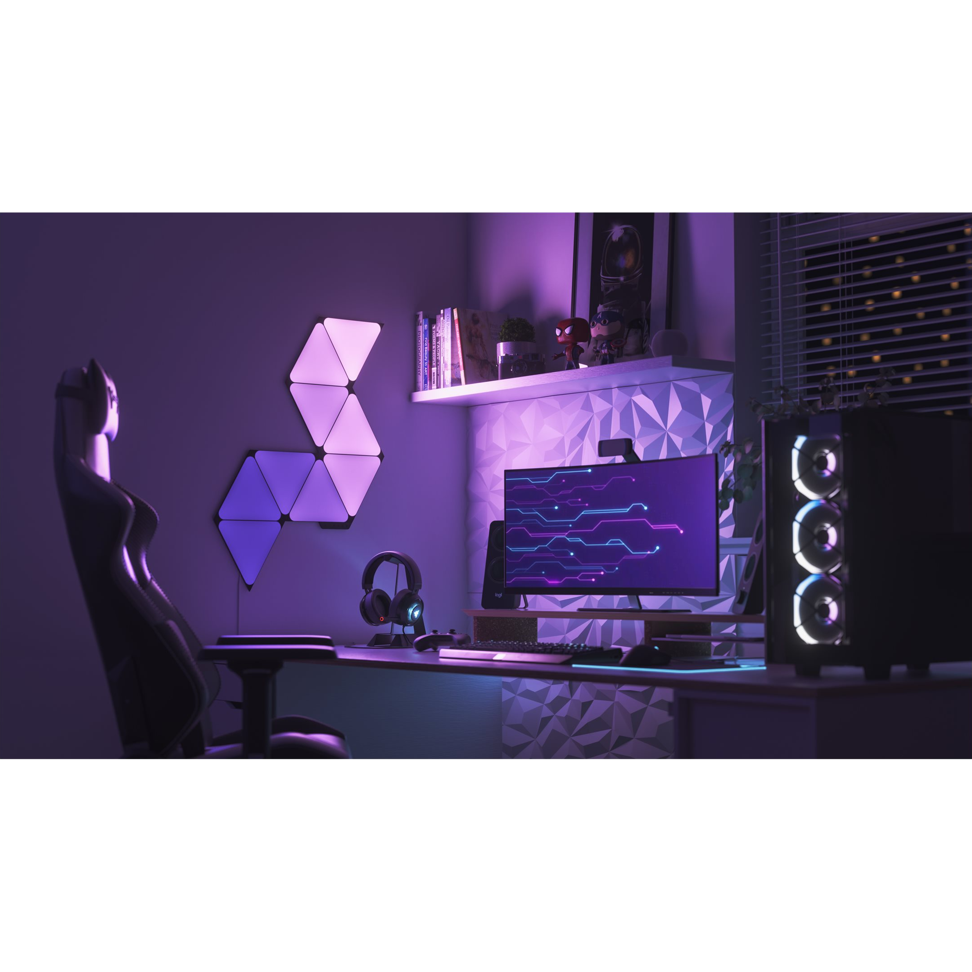 6 nanoleaf shapes black triangles starter kit 9 panels 42w wifi