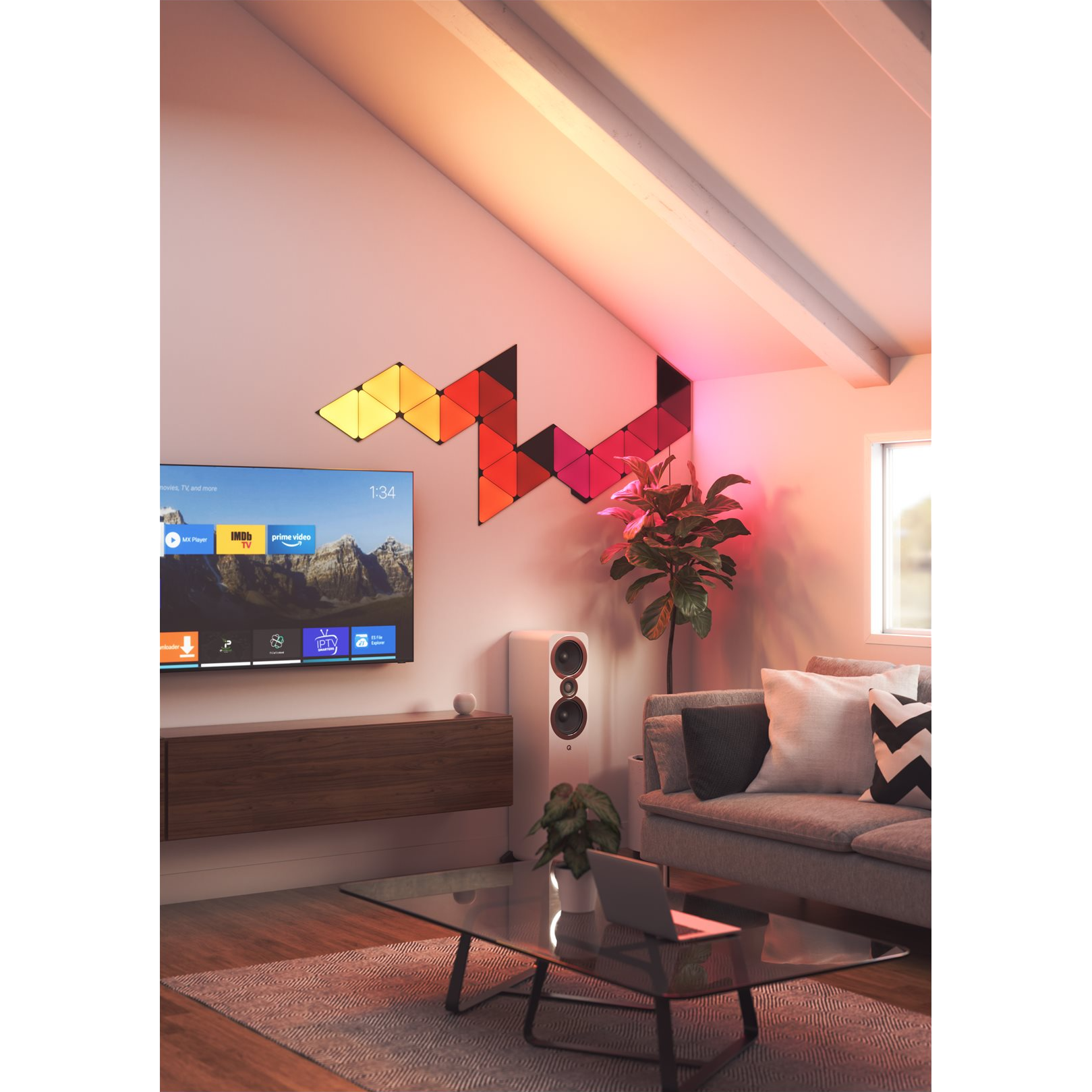 8 nanoleaf shapes black triangles starter kit 9 panels 42w wifi
