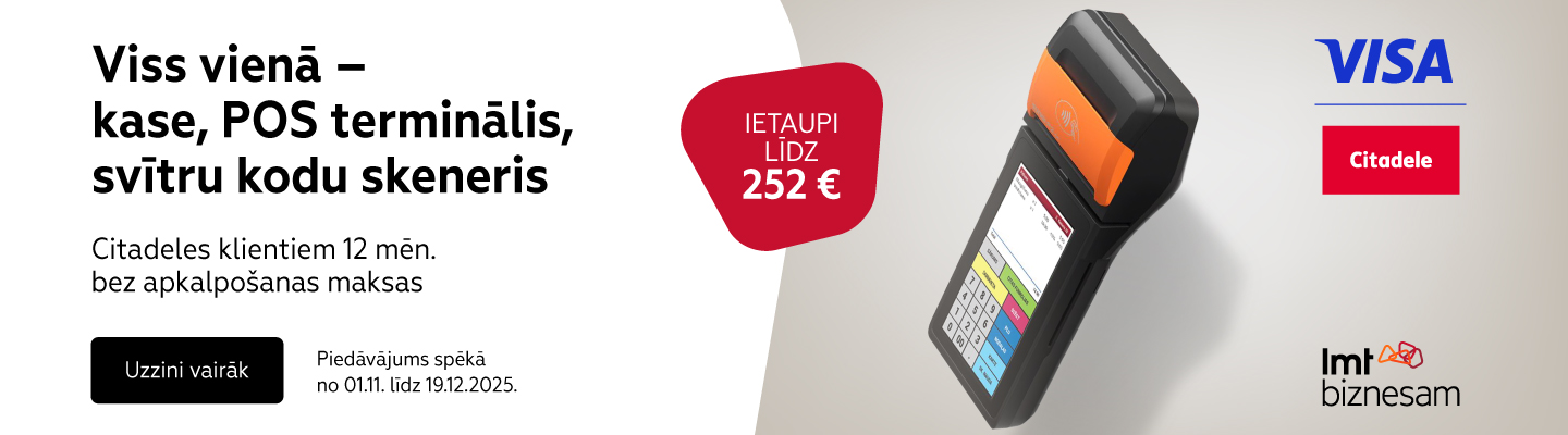 Piedāvājums Citadeles klientiem – pieslēdz LMT viedkasi līdz 19. decembrim un lieto to 12 mēnešus bez apkalpošanas maksas, ietaupot līdz 252 eiro.