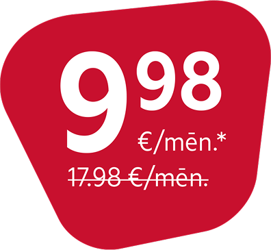 Cena: 9.98 €/mēn. Standarta cena: 17.98 €/mēn.