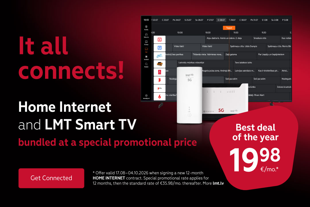 LMT Smart TV + HBO Max 9.98 €/month