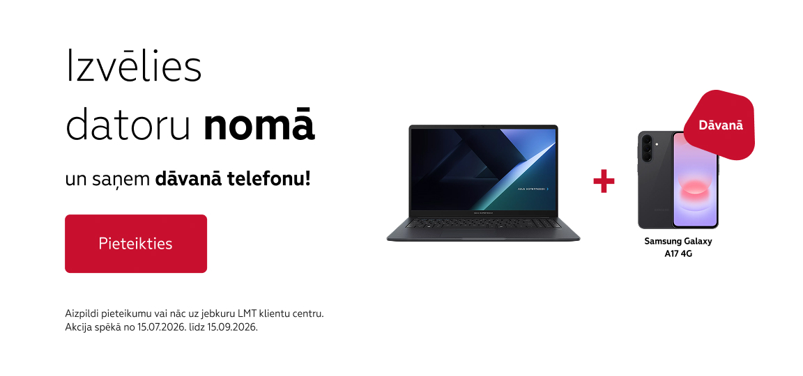 Izvēlies datoru nomā un saņem dāvanā telefonu! Akcija spēkā no 15.07.2026. līdz 15.09.2026.